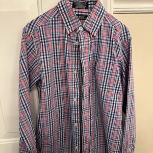 Izod Boys  Casual Plaid Shirt - Red and Blue